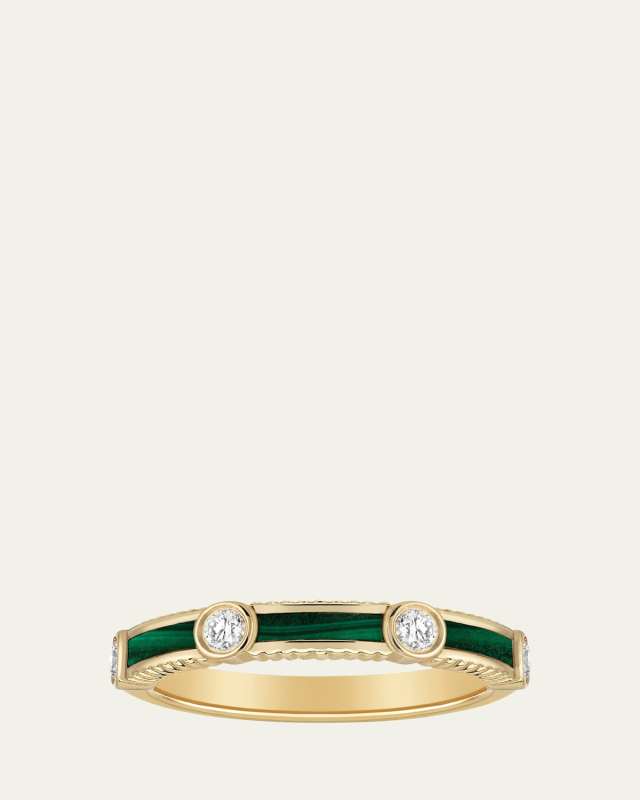 Rayon Ring in Malachite, Yellow Gold and Diamonds